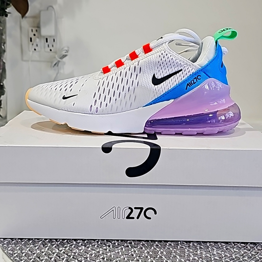 Womens Nike Air Max 270 white/black/safety orange dx2351 100 7.5